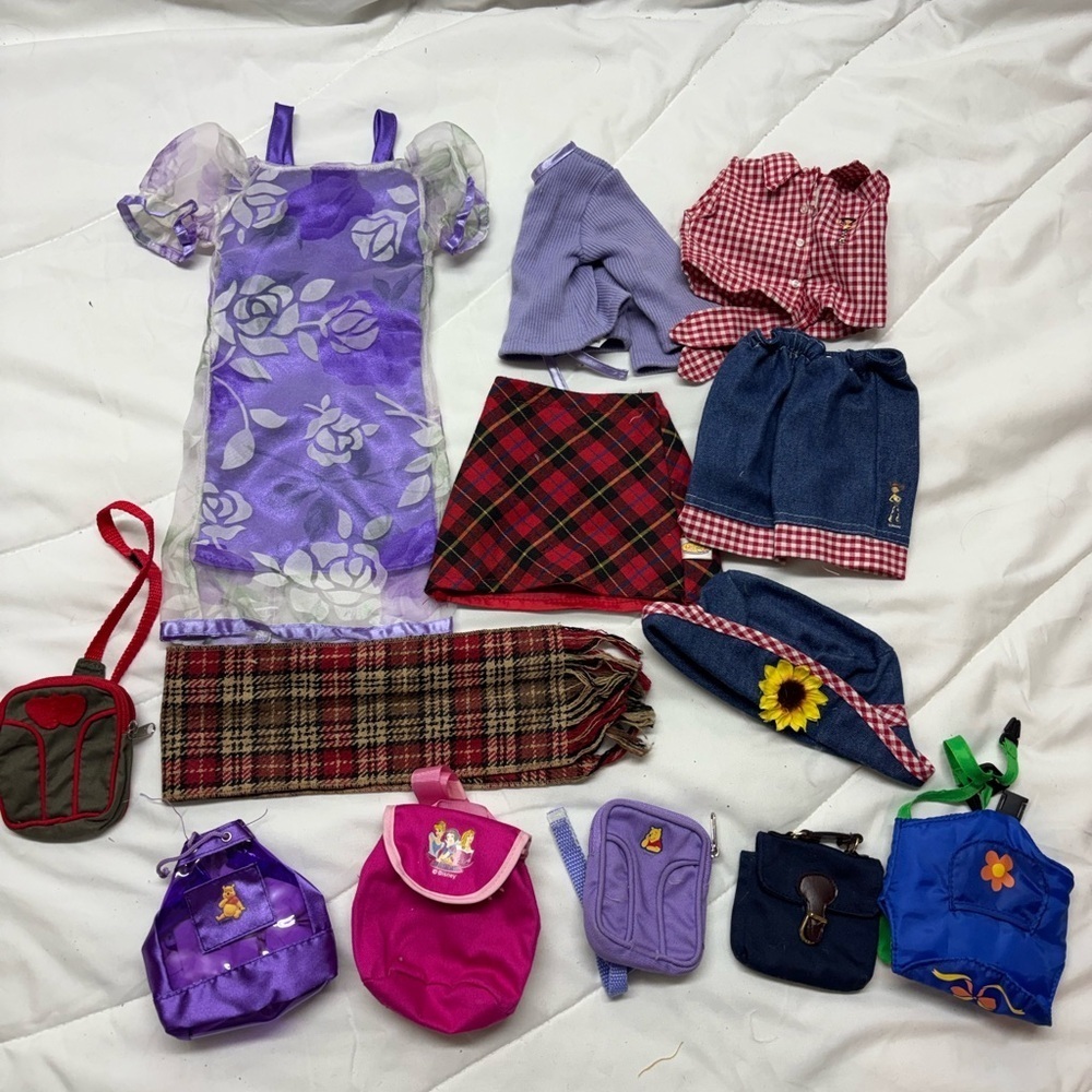 Bundle Doll Clothing, Accessories- bags, backpacks, purses hats, scarves Set 18”